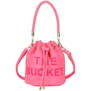 JQAliMOVV The Bucket Bags für Damen, Mini-Leder-Beuteltasche, Geldbörsen, Kordelzugverschluss, Crossbody-Handtaschen, Hobo-Tasche, A-rose rot, 7.48 * 7.48 * 7.48 in