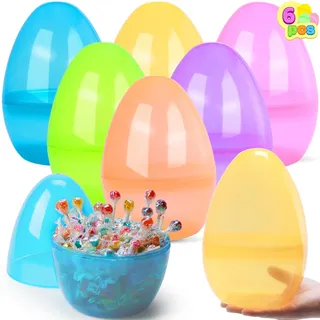 JOYIN 25,4 cm Jumbo-Ostereier, 6 Stück, bunte Riesen-Eier aus Kunststoff, leer, befüllbar, zum Befüllen zu Ostern, Leckereien, Mitbringsel, Jagd, Klassenzimmer, Preiszubehör, Dekoration