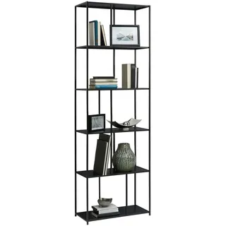 Carryhome Regal , Schwarz , Metall , 5 Fächer , 60x190x30 cm , Wohnzimmer, Wohnwände, Wohnwand-Serien