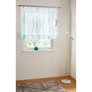 Raffrollo OTTO HOME "Dimona" Gr. 2, weiß (weiß, petrol), B:60cm H:140cm, Voile, Obermaterial: 100% Polyester, Raffrollos, Raffrollo, Transparent, Voile, Polyester, Wellen