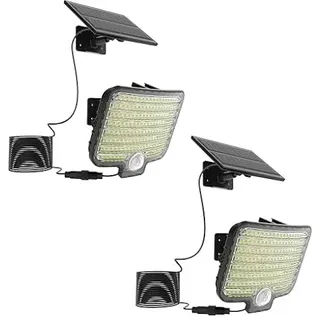 Lumisky 2er Set Solarstrahler mit starker Beleuchtung LED weiß BRIGHTLY mit Bewegungsmelder schwenkbar Solarpanel deportiert