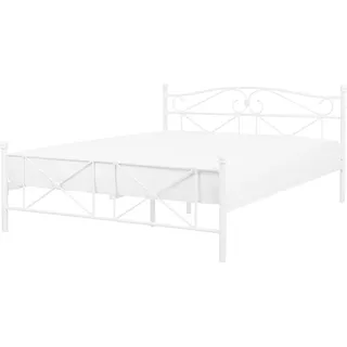 BELIANI Metallbett Weiß 160 x 200 cm Mit Lattenrost Stabile Konstruktion Metall Verzierungen Romantisch Klassisch - Weiß
