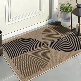 Capslpad Fußmatte außen und Innen 60 x 90 cm, Jute Aussehen rutschfeste Schmutzfangmatte Dünne Türmatte, Waschbar Fussmatte Aussen für Haustür, Eingangsbereich, Balkon