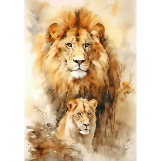 DCIDBEI Diamant Painting Bilder Anfänger Löwenbabys 40x50cm DIY 5D Diamond Painting Löwe Löwin Voll Malen nach Zahlen Löwe Diamant Malerei Aufkleber Gemälde Tiere Erwachsene Craft Vererbung Wachstum