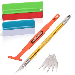 Ehdis Rakel Set, Folierungs-Werkzeug-Set mit Farbrakel mit Filzkante, 30 Grad Skalpell mit Bubble Remover, Einwickeln des Magnetstifts für Klebefolie, Dekorfolie, Möbelfolie, Vinylfolie, Küchenfolie