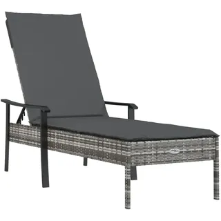 vidaXL Sonnenliege mit Auflage Grau Poly Rattan - Grau