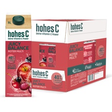 hohes C Juicy Balance Roter Multi (6 x 1l), weniger Zucker, Multifrucht-Saft, Vitamin C, ohne Süßungsmittel, praktische Kartonverpackung, 100% recyclebar, vegan