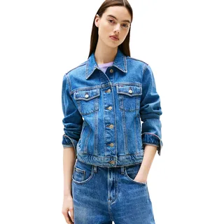 Tommy Hilfiger Tommy Jeans Damen Jeansjacke Classic Trucker mit Brusttaschen, Blau (Denim Medium), S - S