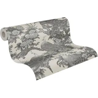 Livingwalls Vliestapete Floral - hochwertige Tapete mit Tieren 399823 in Grau, Beige - Luxustapete designed by MICHALSKY