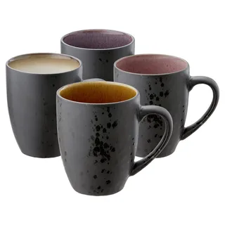 BITZ Kaffee-Becher, Tassen aus Steinzeug, Kaffeetassen mit Henkel, im Set (4 Stück), zweifarbig, 30 cl