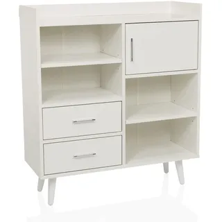 hjh living Kommode MYRDAL 80x30x90 cm Highboard Schrank mit offenen und geschlossenen Fächern, Weiß