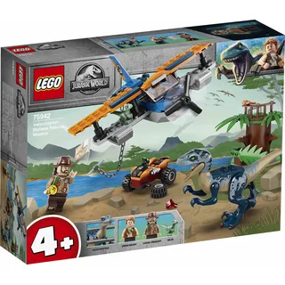 LEGO 75942 Jurassic World Velociraptor: Rettungsmission mit dem Doppeldecker, Spielzeug ab 4 Jahre mit Flugzeug und Dinosaurier-Figuren - Beige