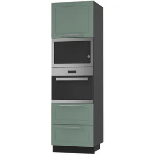 Feldmann-Wohnen Backofen-Hochschrank Kvantum D14/Ru/2A/284 Mint Matt / Schwarz Matt 60 / 59 / 207cm , Metall , Rechteckig , 60x207x59 cm , Küchen, Küchenmöbel, Küchenschränke, Geräteumbauschränke