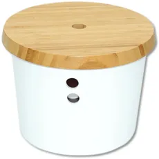 Bild Vorratsdose mit Deckel aus Bambus, 32622, Maße: Ø 21 x 15,5 cm, weiß