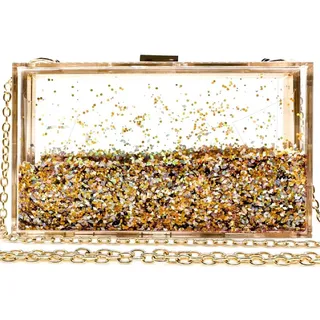 JeVenis Gold Transparente Handtasche Durchsichtig Clearbag Clutch Hochzeit Goldene Clutch Damen Tasche Weiße Clutch Hochzeit