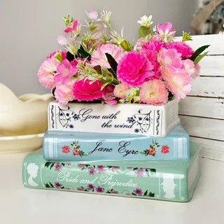 Scuyari Buch Blumentopf Dekoration – Keramik Büchervase für Blumen, Süßes Bücherregal, Buchblumenvase Dekoration für Zuhause, Schlafzimmer, Büro Buchförmige Töpfe, Buchliebhaberinnen