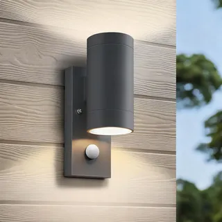 Wandleuchte mit Bewegungsmelder,IP65 Wasserdichte Leuchten Wandleuchten Aussen GU10,Aluminium Up and Down Außenleuchte Aussenlampe Wand,Wandlampe für Haustür,Eingang,Terrasse,Anthrazit,1 Stück
