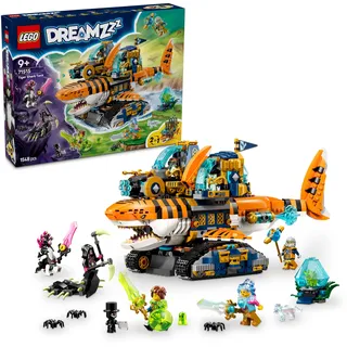 LEGO DREAMZzz 2in1 Tigerhai-Fahrzeug - Spielzeug verwandelbar in Piratenschiff mit Kanone - inkl. 5 Minifiguren und 2 sammelbaren Schatz-Kreaturen - Geschenk für Jungen ab 9 Jahren - 71515