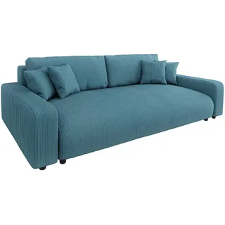 S-Style Möbel Bigsofa Emma Türkis Cord , Textil , Echtholz,Buche, Birke , Füllung: Silikon,Silikon,Polyetherschaumkern , 234x78x122 cm , Blauer Engel, FSC Mix, Oeko-Tex®, Hergestellt in Europa , Wohnzimmer, Sofas & Couches, Sofas, Bigsofas