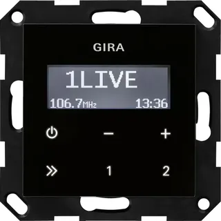 Gira 228405 Radio RDS ohne Lautsprecher System 55 Schwarzglasoptik