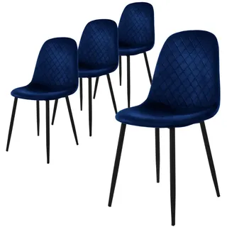 ML-Design Esszimmerstuhl Samt Dunkelblau 4er Set