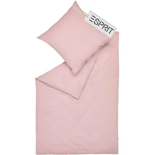 Esprit Flanell Winterbettwäsche 135x200 Baumwolle rosa - Luxus Bettwäsche-Set 2teilig Öko - kuschelig warm & flauschig - 135 x 200 - Bettwäschebezug & Kopfkissenbezug 80x80cm - Weihnachten
