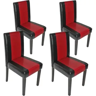 MCW Esszimmerstuhl Littau 4er-Set Kunstleder Schwarz-Rot Dunkle Beine