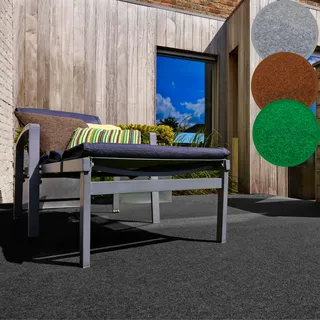 Andiamo Kunstrasen »Edinburgh, Made in Netherlands« rechteckig 4 mm Höhe aus Nadelfilz, mit Drainagenoppen, für Balkon, Terasse, Wintergarten, grau