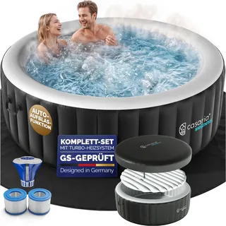 Whirlpool aufblasbar Schwarz rund 4 Personen 20-42°C winterfest