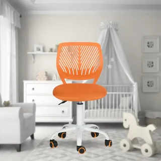 FurnitureR Vielseitiger Bürostuhl für Kinder, Arbeitsstuhl ohne Armlehnen, höhenverstellbar, drehbar, bunt, für Schule und Büro, Orange