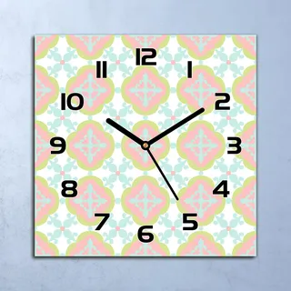 Wanduhr Echt-Glas-Küchenuhr Spanische Fliese Quarz Lautlos 30x30 Deko Bilder - Rosa