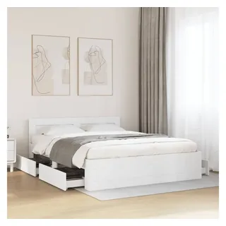 vidaXL Bettgestell mit Kopfteil ohne Matratze Weiß 160x200 cm