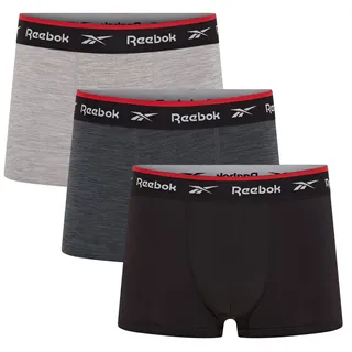Reebok Redgrave Boxershorts Herren | 3er Pack Sport Boxershorts für Männer | Atmungsaktive & Stretch Unterwäsche Herren | Locker geschnittene Boxer Shorts, Schwarz/Anthrazit/Grau meliert, XL