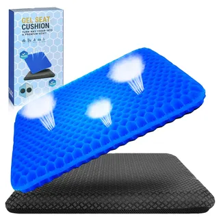 BTDZDD Großes Gelsitzkissen Sitzkissen bürostuhl,Gelsitzkissen,Sitzkissen Orthopädisch-Hohe Atmungsaktivität, rutschfest, Waschbar, Komfortabel und Langlebig (Blau, 47 * 44 * 4)