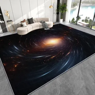 AevuCub Galaxy Deko, Schwarzes Loch Teppich 160x230 Kurzflor, Großer Teppich Wohnzimmer Weltraum, Weich rutschfest Waschbare Teppiche, Bettvorleger Schlafzimmer Kinderzimmer