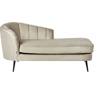 BELIANI Chaiselongue Beige Samt Linksseitig mit Schwarzen Metallbeinen Lehne Muschelform Glamourös Modern Muschelsofa Wohnzimmer Ausstattung - Beige, Schwarz