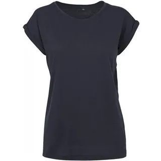 Build Your Brand Damen T-Shirt Ladies Extended Shoulder Tee, lang geschnittenes T-Shirt für Frauen, Baumwolle, Navy, S