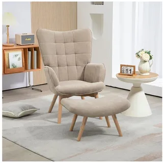 Homcom Ohrensessel mit Hocker Kord