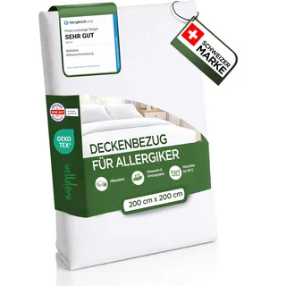 Welldora ǀ Milbenbezug Bettdecke 200x200 ǀ Allergiker Deckenbezug fachärztlich getestet ǀ Premium Encasing mit Reissverschluss ǀ Allergiker Bettwäsche Decke 200x200
