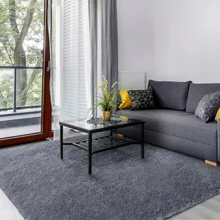 SOANNY Teppich Wohnzimmer, Waschbar Anti-Rutsch, 90x150 cm, Grau | Hochflor, Langflor, Flauschig, Weich, Einfarbig, Pflegeleicht, Für Wohnzimmer Schlafzimmer Kinderzimmer Büro Bettumrandung