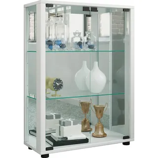 VCM Vitrine »VCM Glasvitrine stehend   Vitrine Glas mit ESG-Sicherheitsglas   Maße ca. H. 80 x B. 60 x T. 25 cm   Standvitrine Glas   Modern und platzsparend   Glas Vitrinenschrank ¿ Sintalo Spiegel« 1 Stk. tlg., weiß