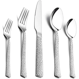 Besteck Set, HaWare 60-teiliges Edelstahl Besteckset mit Messer Gabel Löffel, Essbesteck für 12 Personen, Hammergriff Tafelbesteck für Haus/Party/Hotel/Restaurant, Hochglanzpoliert & Spülmaschinenfest