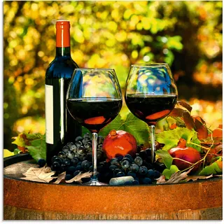 Artland Glasbild "Gläser Rotwein auf altem Fass" Getränke 1 Stk. tlg. in verschiedenen Größen, farbe bild(er): grün