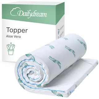 Dailydream Matratzen Topper 90x200cm | Memory Foam | 3,5cm hoch | Edition Aloe Vera, Model S | Zertifiziert & ergonomisch für unbequeme Matratze, Boxspringbett & Gästebett | Mattress Topper 90x200
