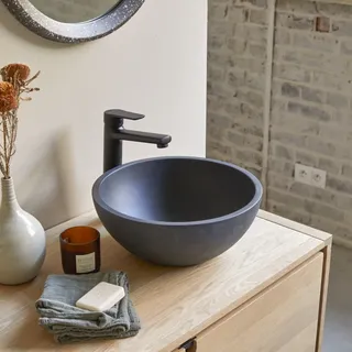 Micha - Rundes Waschbecken aus Terrazzo Black ∅ 36 cm