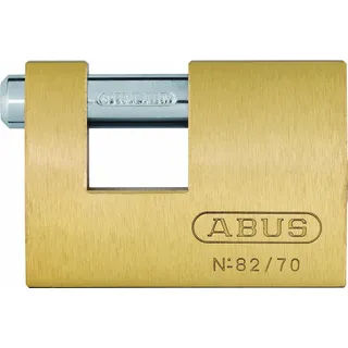 ABUS Messing-Vorhängeschloss 82/70 gl.-8512 - gleichschließend - Monoblock-Hangschloss für Rollgitter, Automaten u. v. m. - Verriegelungsbolzen aus gehärtetem Stahl - ABUS-Sicherheitslevel 6