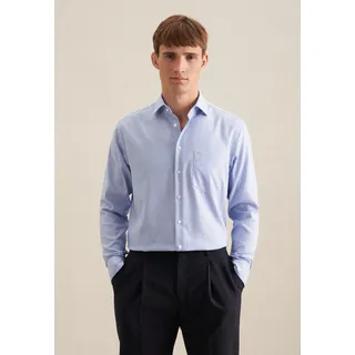 Businesshemd SEIDENSTICKER "Schwarze Rose", Herren, Gr. M (39), normale Ärmellängen, blau (mittelblau), 100% Baumwolle, Strukturmuster, unifarben, skinny fit, 2-Knopf-Manschette, Hemden Businesshemd, X-Slim 1/1 Kentkragen Struktur