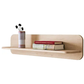 Furn.Design Wandboard Eiche natur 90 cm, Wandregal skandinavisch , Eichefarben , Holzwerkstoff, Metall , Nachbildung,Eiche , 90x22x19 cm , Wohnzimmer, Regale, Wandboards