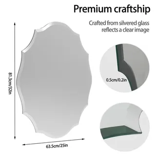 Ovaler Spiegel - Wandspiegel - Rahmenlos - Facettenschliff - Dekorativ - Wandmontage - Klarglas HD - 63,5x81 cm - Silber