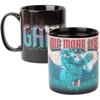 Grupo Erik XXL Thermoeffekt Tasse Kaffeetasse Gameration One More Life Kaffeebecher - Teetasse Fassungsvermögen 520ml Tasse Thermoeffekt